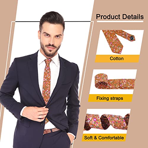 Image of Mantieqingway Men's Cotton Floral Neck Tie 2.56'' Printed Skinny Tie
