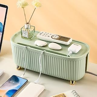 Cable Management Box Cable Tidy Box, Cable Tidy Storage Box for Home Office, Green Cord Hider Box, Wire Cord Organizer with for Desk TV Computer USB System