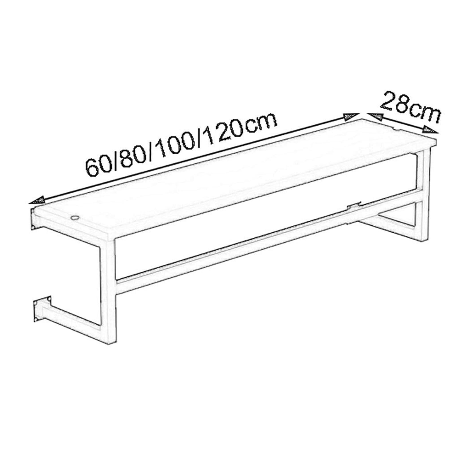 Żelazny wieszak ścienny z wiszącą półką i drążkiem na ubrania - Stylowy organizer na ubrania do rozwiązań do przechowywania w domu, 100 cm, stojak na płaszcze czarny