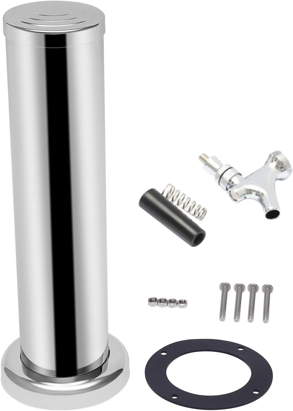 Edelstahl Bierdispenser mit Zapfhahn, Bierzapfanlage Komplettset für Heimbar, professionelle Zapfanlage mit Automatik-Absperrung, Ideal für Gartenparty, Hausgebrauch, Gastronomie