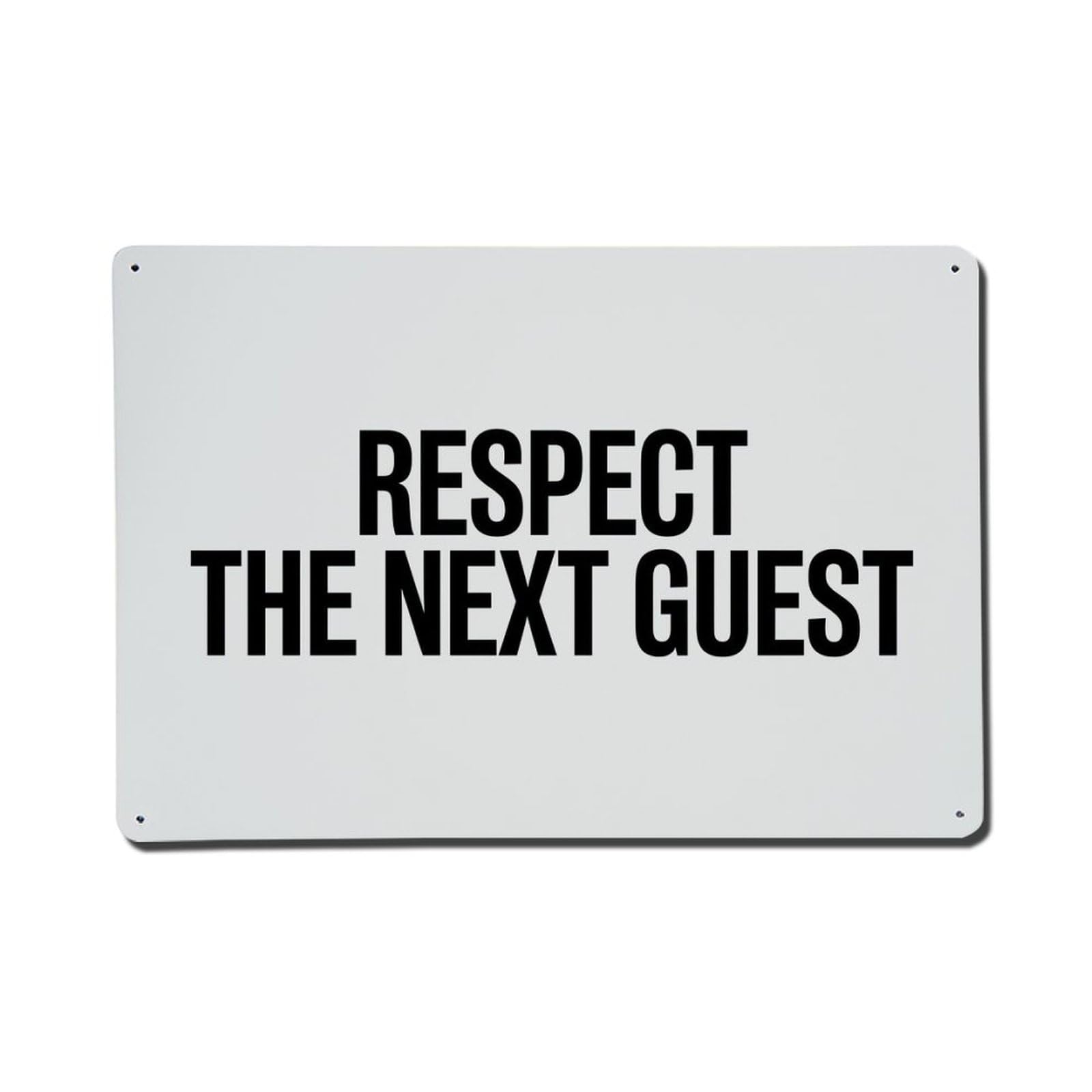 Olhnbad Style Respect The Next Guest Bathroom Quote Text Layout Metal Tin Sign