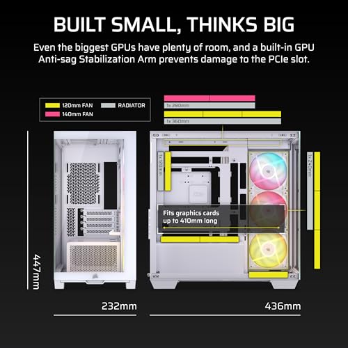 Image of CORSAIR 2800X RS-R Reverse Fan ARGB Micro-ATX PC Case - 3X Fans Included, Panoramic Glass, Modular Customization, GPU Anti-Sag, Reverse Connection Motherboard Compatible - White