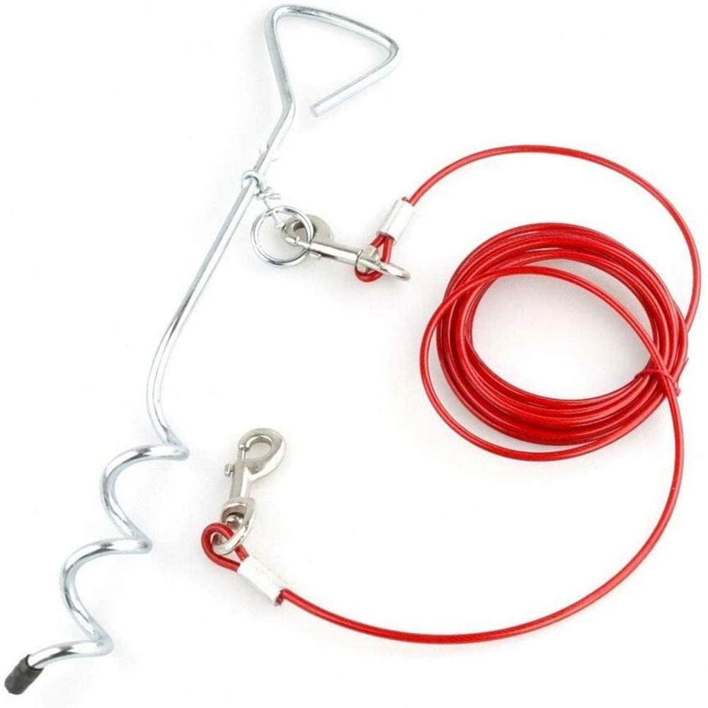 Vetrineinrete® Picchetto a Spirale con Cavo guinzaglio palo con Corda per Cani 4 mt da Giardino M63