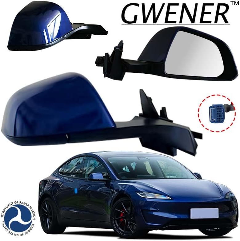 2022-2024 Tesla Model 3 Side Mirror assembly Heated Blue Right