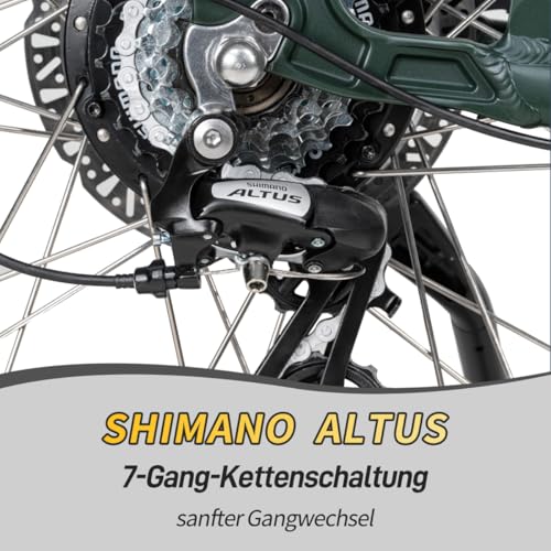 SAXXX E Bike Tiefeinsteiger 27.5 Zoll mit 36V 13Ah Akku, Elektro Fahrrad Erwachsene mit Scheibenbremse, 7 Gang Kettenschaltung Pedelec mit Federgabel, Gepäckträger für Damen/Frauen Herren/Männer – Bild 5