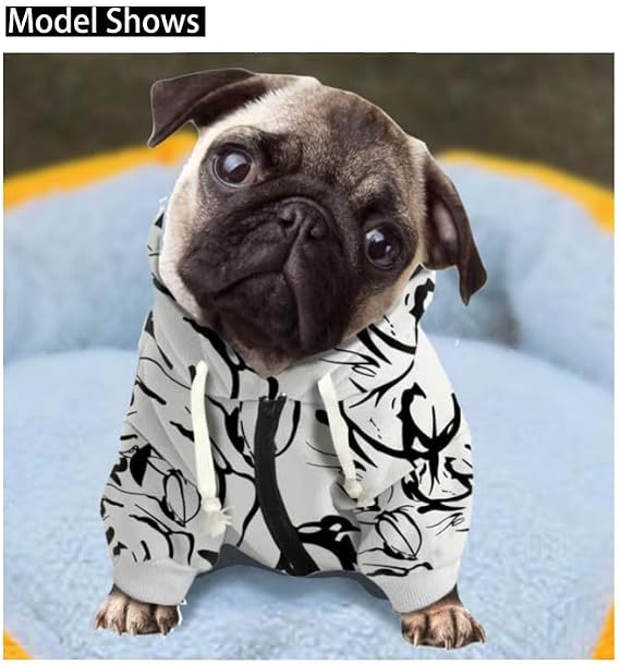 Cartoon Mushroom Dog Clothes for Small Dogs, Forest Mushrooms Dog Hoodie with Zipper, Vintage Botanical Pet Cat Yorkshire Puppy Clothes Sweatshirt Thin Coat - S
