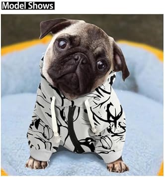 Cartoon Mushroom Dog Clothes for Small Dogs, Forest Mushrooms Dog Hoodie with Zipper, Vintage Botanical Pet Cat Yorkshire Puppy Clothes Sweatshirt Thin Coat - S