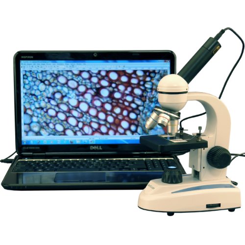 AmScope Student Microscope With Digital Camera – 40x To 1000x Zoom, LED Light, For Home & School