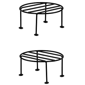 BENAVJI Balcony Garden Iron Plant Stand Terrace Display Rack for Outdoor Pot Holder, Weatherproof & Stylish Design Pack of 2 - image, photos