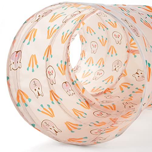 Image of Tempcore Cat Tunnel for Indoor Cats, 3 Way Collapsible Pet Play Tunnel with Teaser Wand, Peek Holes & Hanging Ball, Interactive Tube for Kittens & Rabbits, Pink Rabbit
