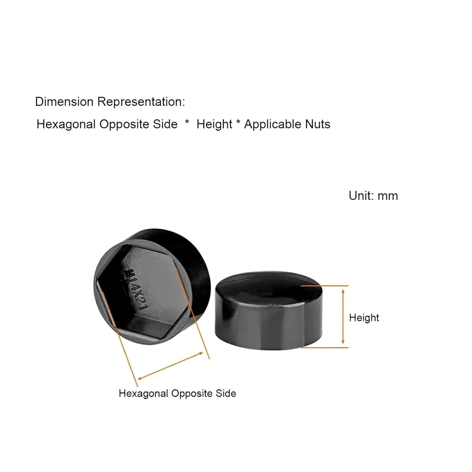 Flat Head Hex Nut Plastic Protective Cap External Hex Screw Low Head Decorative Cap Dust Cover (Black, 20pcs 21X13XM14)