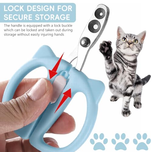 Image of Qpets Cat Nail Cutter, Cute Cat Clipper Bear Design, Stainless Steel Pet Nail Trimmer with 2-Size Holes & Nails File, Safe Design Prevents Over-Cutting for Cats, Kittens & Small Pets at Home