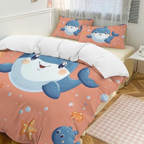 Juego de ropa de cama de ballena suave de microfibra transpirable 3
