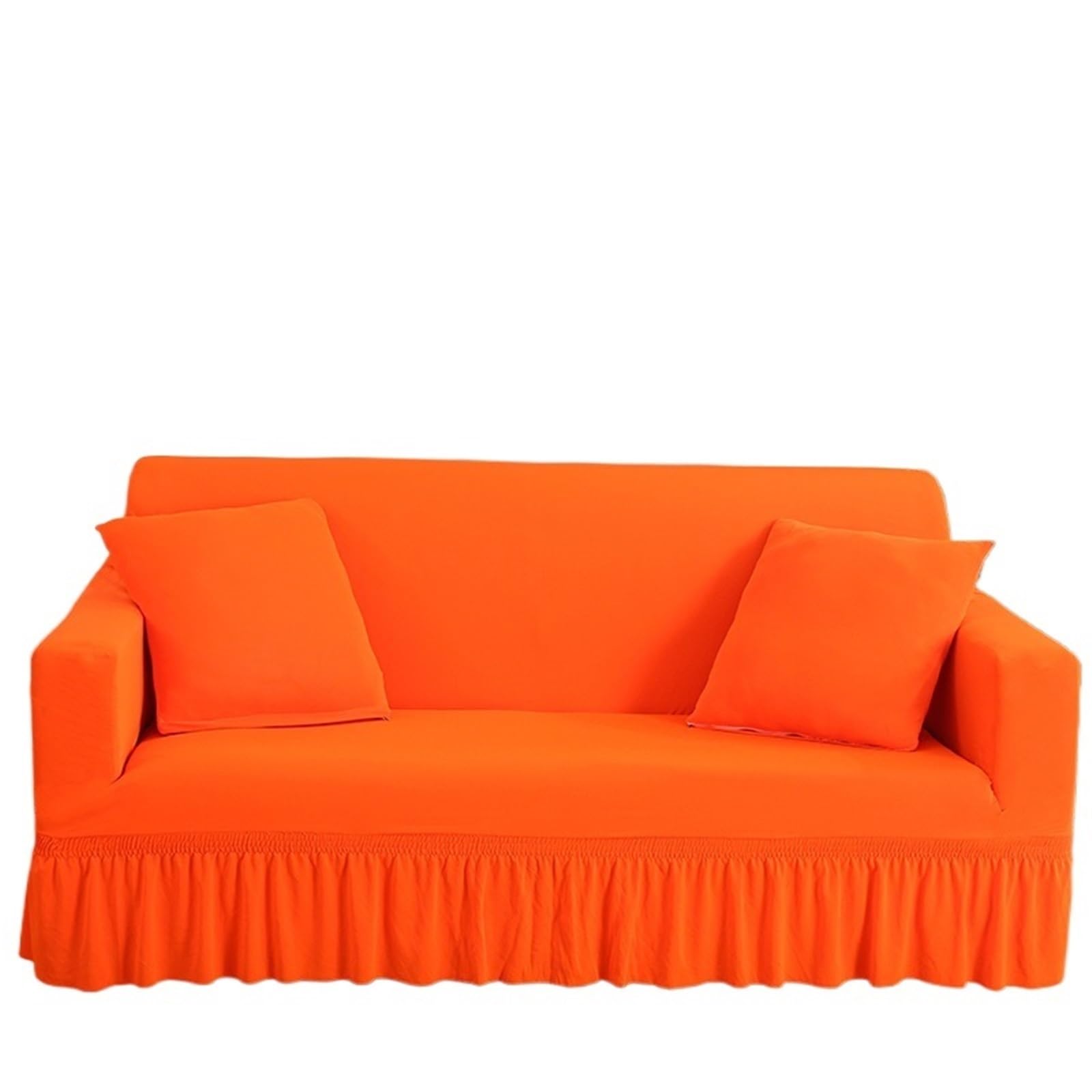 CHAKEUZND sofa slipcovers， Sofa And Chair Slipcovers With Skirt Elastic Seersucker Multicolor Multiple Sizes(Orange,4-seater 235-300cm)