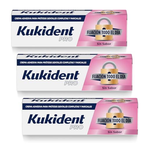 Kukident Pro Complete Crema Adhesiva para prótesis dentales, Neutro, Pack de 3