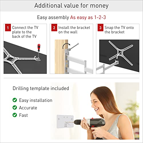 Barkan White TV Wall Mount, 13-65 inch Full Motion Articulating - 4 Movement Flat/Curved Screen Bracket, Holds up to 88 lbs, Patented, UL Listed, Fits LED OLED LCD by Barkan - Image 3