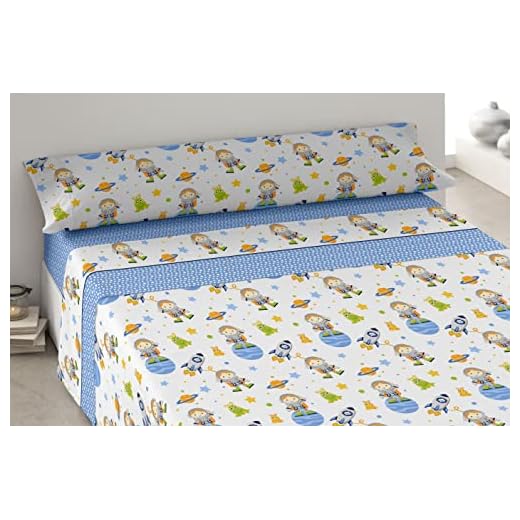 Degrees home – Astronauta – Sabanas Infantil 90x190 – Juego de Sabanas de 90x190 Infantil – Sabanas Microfibra – 3 Piezas – Azul