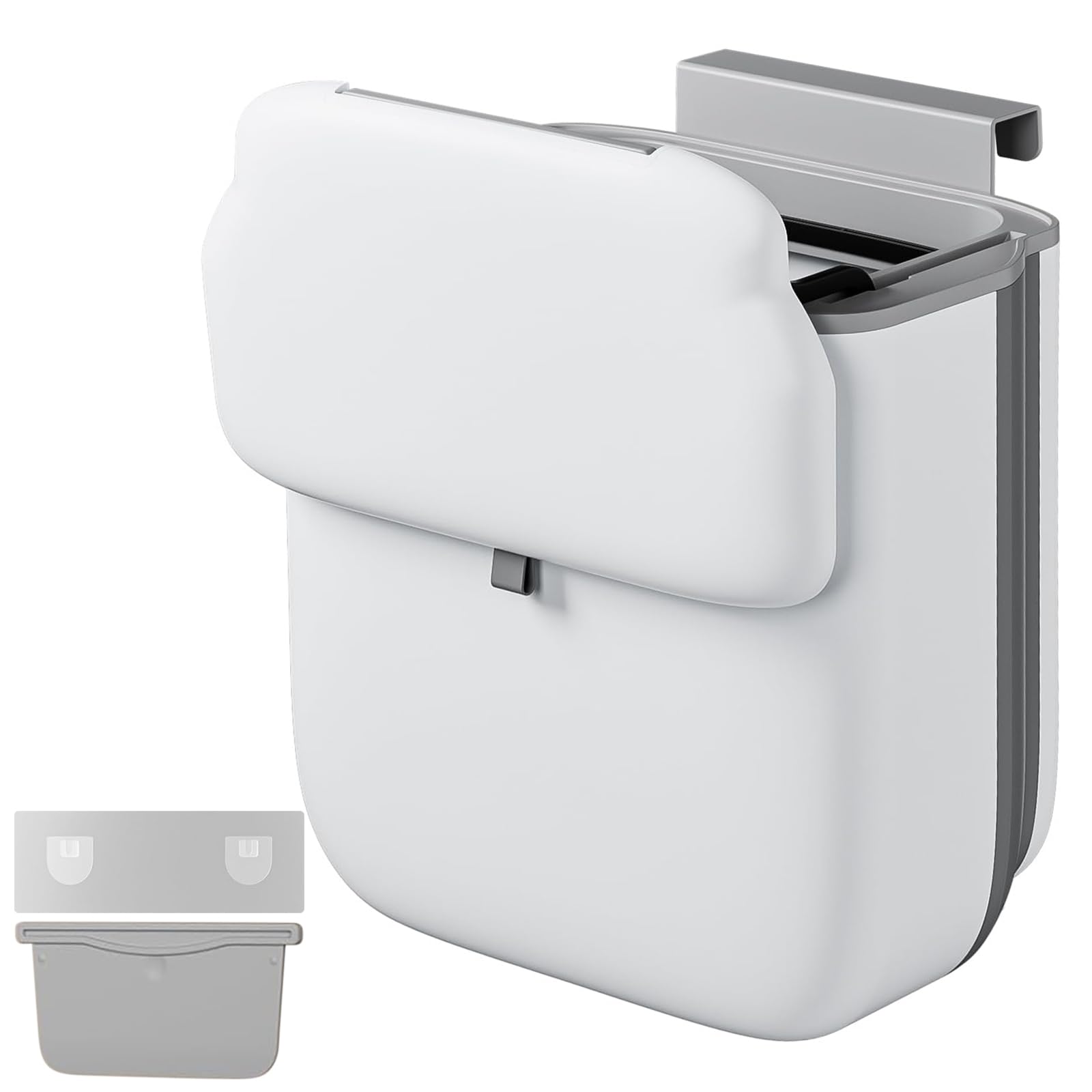 Pattumiera Cucina da Appendere, Pieghevole Secchio Spazzatura Sottolavello Impermeabile 10L con Coperchio, PP+TPA, Pattumiera Estraibile Sottolavello per Cucina Bagno Campeggio Auto Ufficio