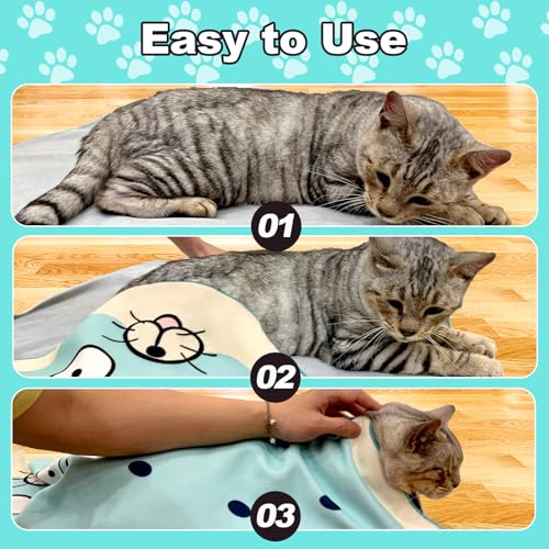 Image of 27.6 inch Cat Grooming Wrap Cat Grooming Wrap for Cutting Nails Self-Adhesive Swaddle Restraint wrap Cats Anti-Scratch and Anti-Bite Swaddle Restraint wrap XL(Within 15lbs)