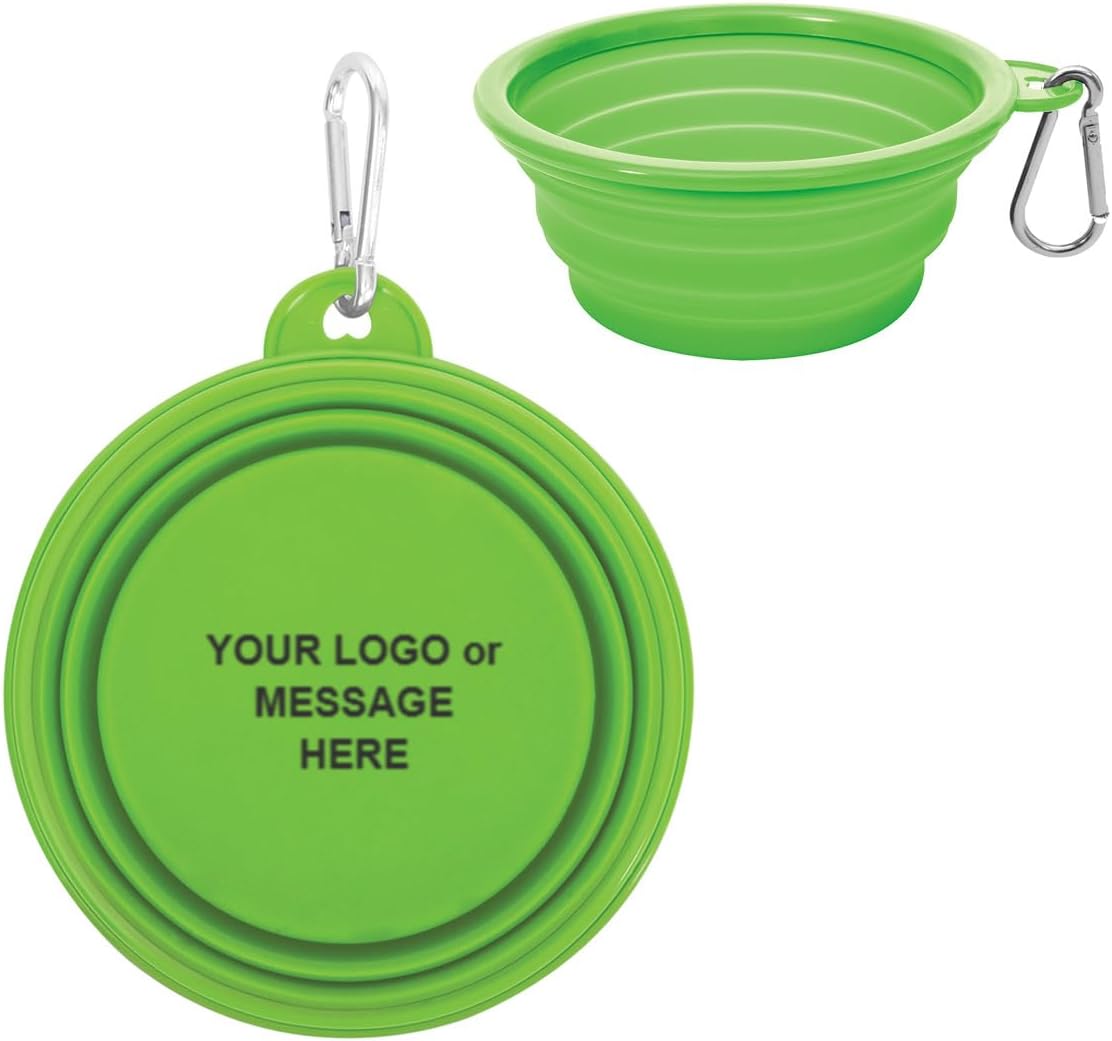 50-Qty Custom Collapsible Pet Bowls with Your Logo or Message
