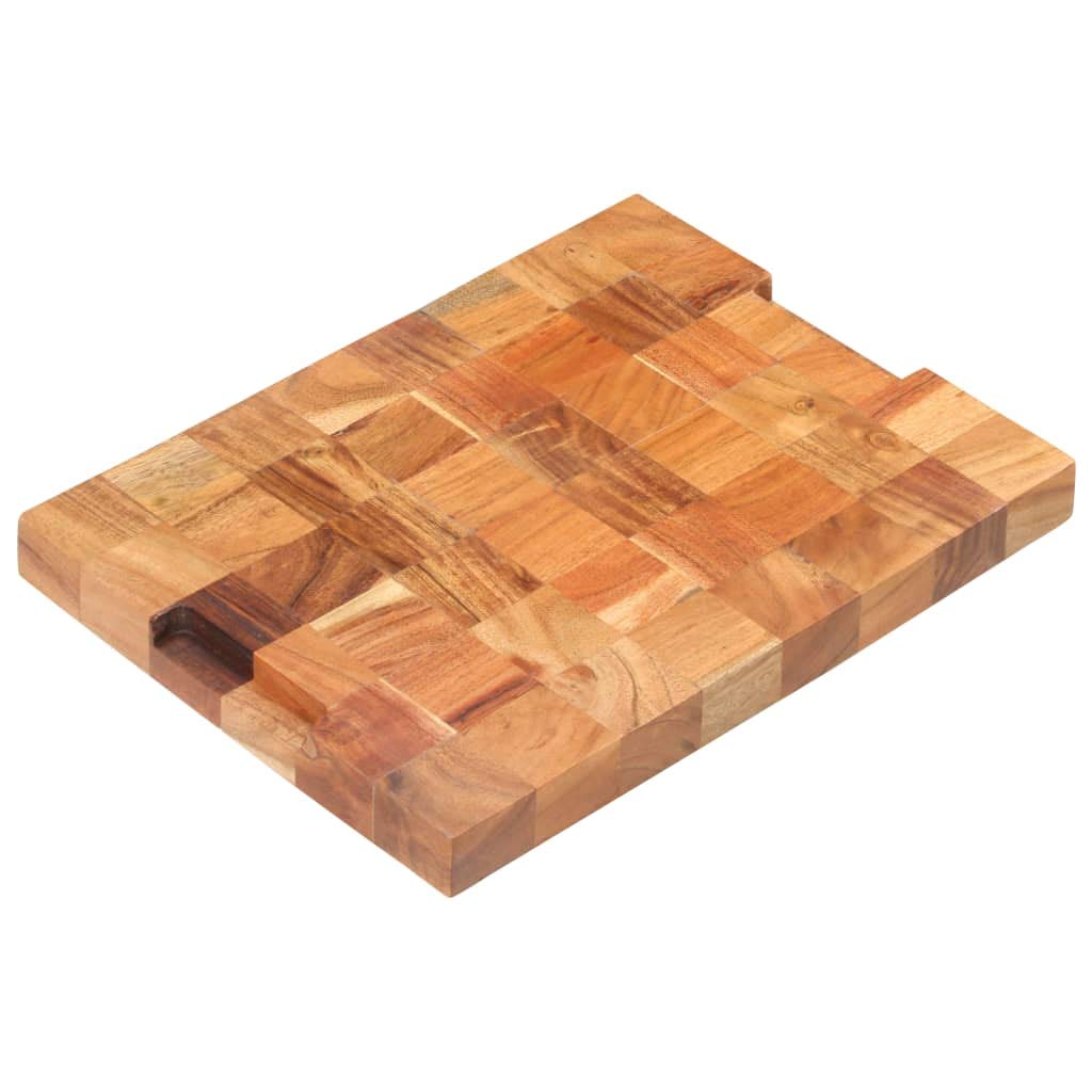 Bloc de madera de acacia de 40 x 30 x 3,8 cm, tabla de cortar robusta con ranura para zumo, base antideslizante y superficie suave para carne, verduras, frutas, queso, cocina y tabla de