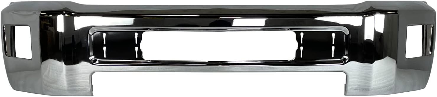 Chrome, Steel Front Bumper Face Bar Compatible with 2015-2019 Chevy Silverado 2500 & 3500 w/Fog 15-19, GM1002849