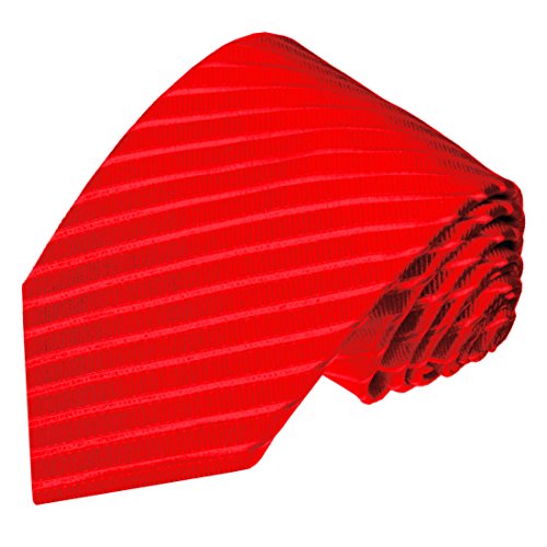 LORENZO CANA - Luxury Tie Jacquard Woven Italian 100% Silk - Red Striped - 84012