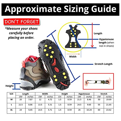 Limm Ice Snow Traction Cleats - Xlarge Lightweight Crampon Cleats For Walking On Snow & Ice - Portable Anti Slip Grippers Fasten Quickly & Easily Over Shoes thumb #3