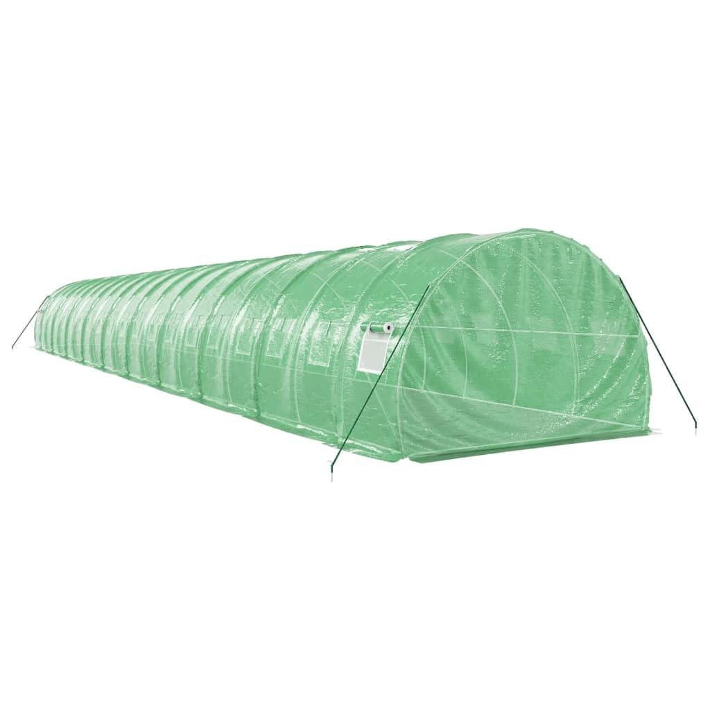 Homgoday Invernadero con Estructura de Acero Verde 60 m² 20x3x2 m, Invernadero Caseta Jardín Terraza Plantas Semilla Cultivo Huerto Verduras Cubierta Casero