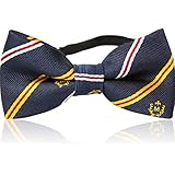 [ベスト アイテム] 蝶ネクタイ 青 ストライプ ゴム ひも ネクタイ リボン レジメント フック ボウタイ ネイビー ブルー g3-07