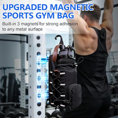 Magnetic Gym Bag, Water Bottle Holder Sling Carrier with Crossbody Shoulder Strap, Multi-Functional Sport Water Bottle Organizer, Gym Accessories for Men Women, Small Pouch for Fitness, Travel, Sports - Image 2