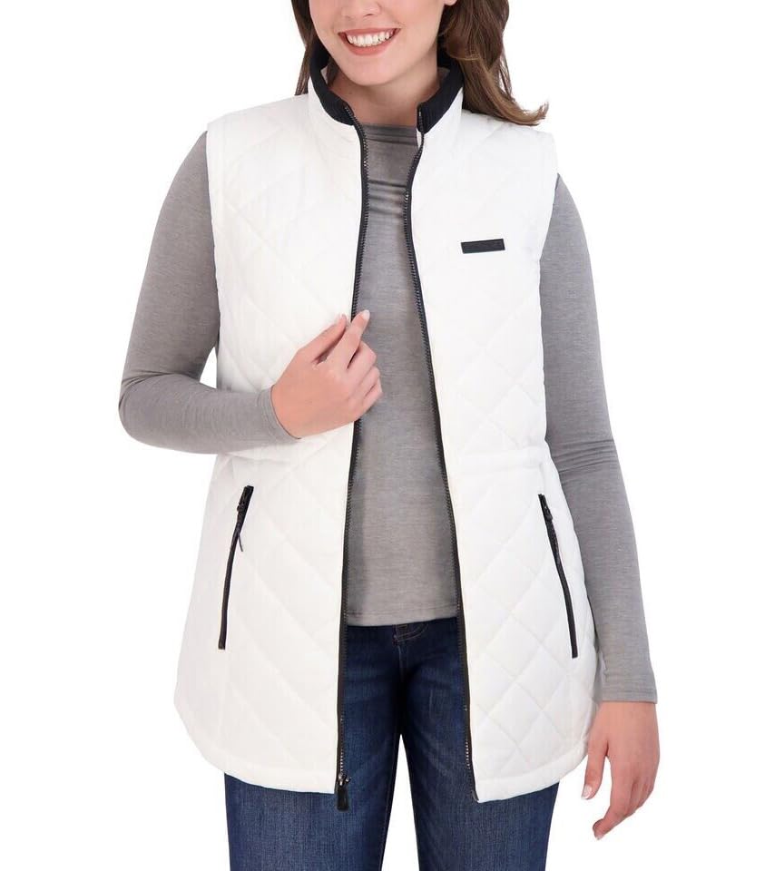 Image of Nautica Women's Stretch Puffer Vest - Water-resistant Transitional Outerwear Layer With Detachable Hood