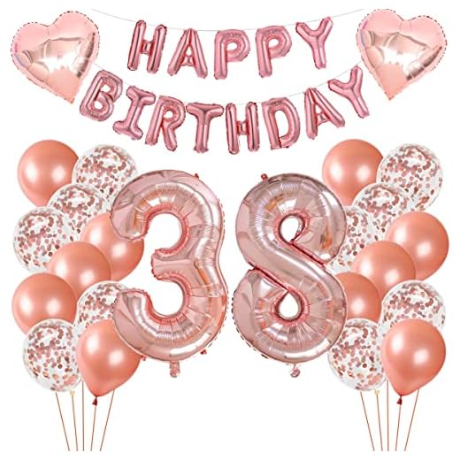 Globo 38 cumpleaños oro rosa, decoración cumpleaños 38 años mujer, decoración 38 cumpleaños mujer, decoración 38 cumpleaños oro rosa, globo 38. Decoración cumpleaños globo foil