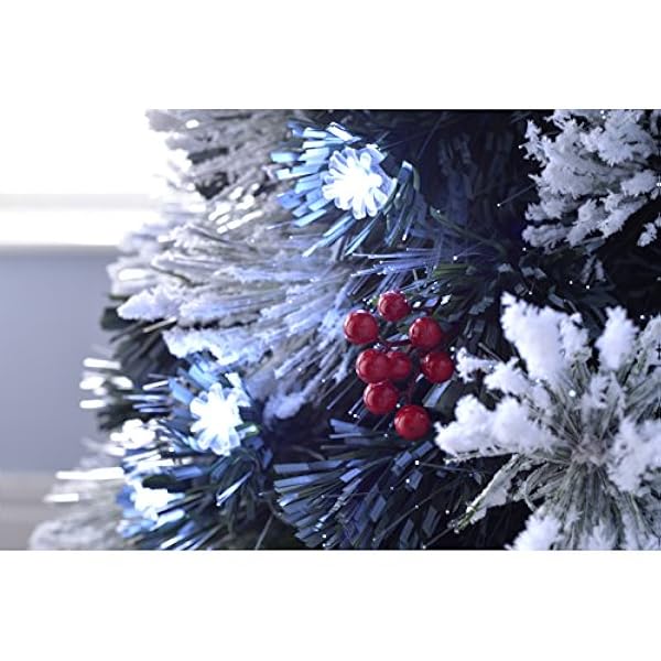 WeRChristmas Albero di Natale pre-illuminato in fibra ottica multifunzione con decorazione per alberi, glassato, 1,8 m