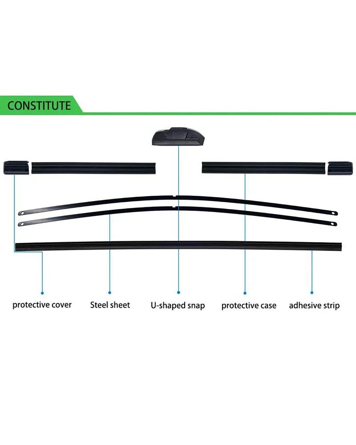 Para Suzuki para Swift Hatchback para MK2 2005-2017 limpiaparabrisas de coche tipo U goma suave sin marco sin soporte 21 "+ 18"