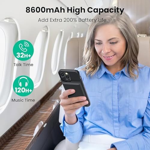 Ekrist Battery Case for iPhone 14 Plus/14Pro Max/13 Pro Max, 8600mAh Portable Charger Powerful External Battery Power Bank Rechargeable Case for iPhone 14 Plus/14Pro Max/13 Pro Max[6.7]-Black - Image 2