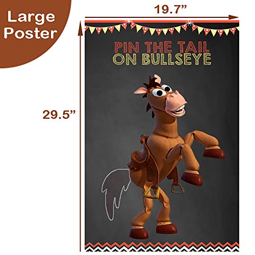 Six Party S-PARTY Toy Inspired Story Party Supplies, Pin The Tail On Bullseye Party Game Large Poster 24Pcs Reusable Tails Sticker For Kids Boys Birthday Party thumb #1