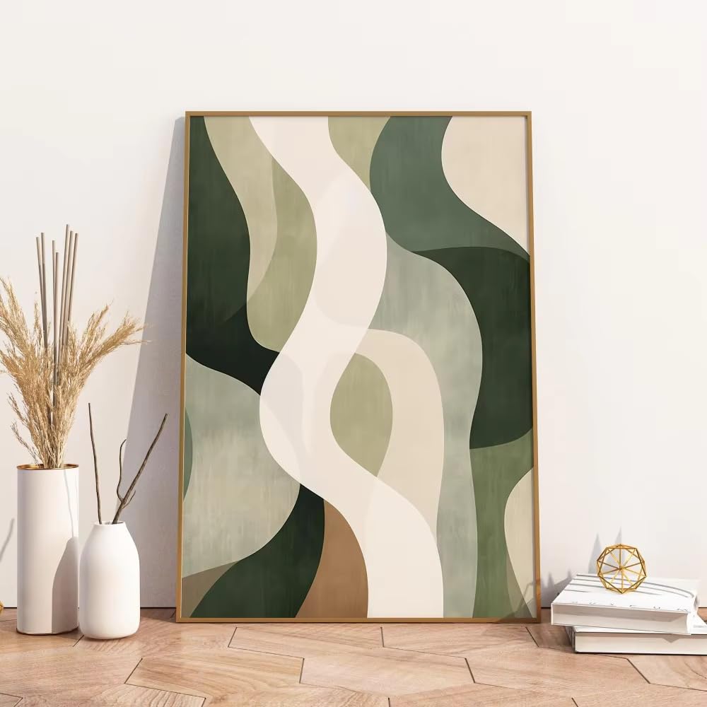 LTjiajuypd Stampa artistica minimalista su tela con foglie tropicali verdi, ambientazione botanica nella foresta pluviale, palma viridiana (70x100 cm - 2 pezzi)