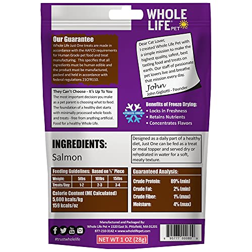 Whole Life Pet Just One Salmon - Cat Treat Or Topper - Human Grade, Freeze Dried, One Ingredient - Protein Rich, Grain… - Image 8