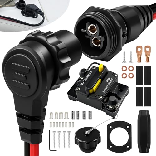 1865120 MKR-28 Trolling Motor Plug and Receptacle & MKR-27 60 AMP Circuit Breaker 1865115 for Minn