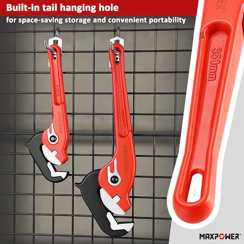 Image of MAXPOWER 10 inch&14 inch Pipe Wrenches, 2-Piece Self-Adjusting Pipe Wrench, Rapid Grip Quick Self-Adjust Plumbing Wrench for Household Maintenance