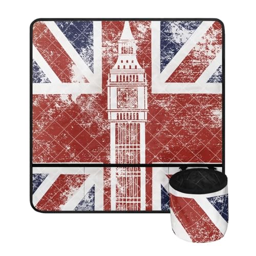 COEQINE England Big Ben Print Sewing Machine Mat Dust Cover for Travel UK Flag Printed Home Decoration Sewing Machine Accessories Organzier Portabe Case with Pocket
