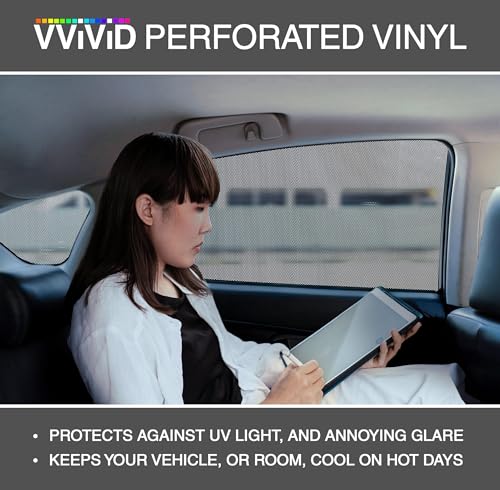 Image of VViViD Perforated Black One Way Vinyl Window Tinting Sheets - Adhesive Tint for Windows, Cars, Homes & Offices (1.49ft x 4.5ft)
