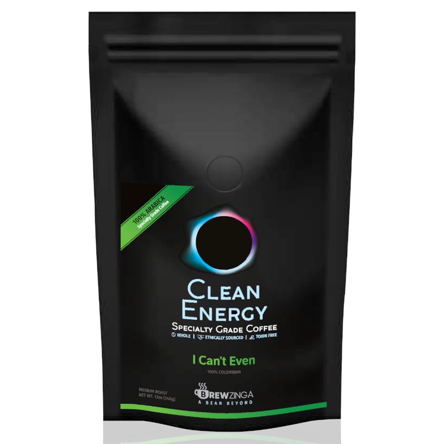 Brewzinga Clean Energy Whole Bean Colombian Coffee Medium Roast - 12 Oz - Toxin, Mold Free, and Fair Trade | Top 3% of Coffee in The World (I Can’t Even)