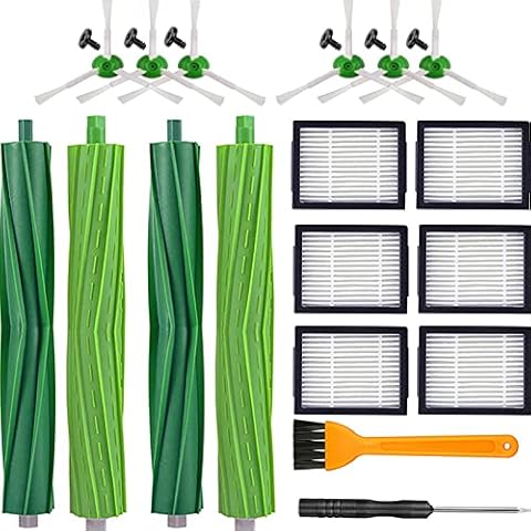 COMUSTER Replacement Parts Compatible for iRobot Roomba E&i&j Series i7 j7 i3 i4 i7+ Plus i3+ i4+ i6 i6+ i8 i8+ E5 E6 j7+ Plus,4Multi-Surface Rubber Brush,6High-Efficiency Filter,6Edge-Sweeping Brush Cover