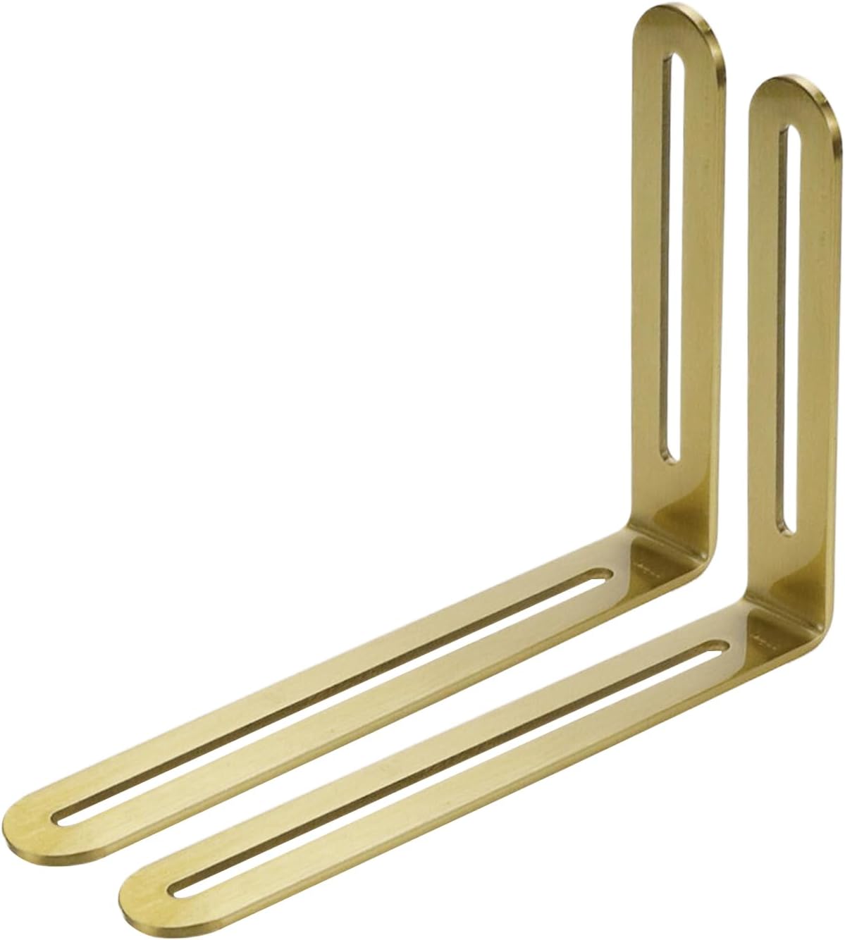 Xiaoyztan 2 Pcs Slotted Corner Braces Stainless Steel Reinforced L-Shape Corner Brackets for Furniture Repair Shelf Support Board Connection Angle Fixing (3.94x4.72in Gold)
