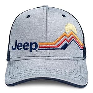 Jeep Mountain Stripe Navy Mesh Snapback Hat – Unisex Baseball Cap, Breathable Summer Logo Embroidered, Official Merchandise