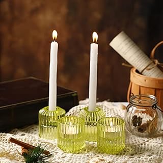 Candle Holder, Tealight Candlestick Holder 2 in 1 for Wedding, Church, Christmas, Birthday party, Bedroom Decoration (light green)