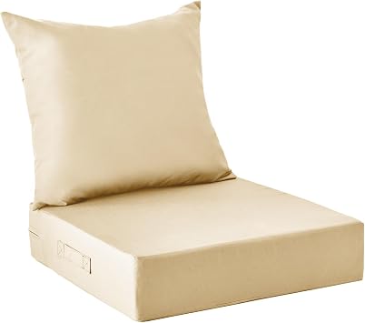 IPYNBAP Outdoor Cushions for Patio Furniture,Outdoor Seat Cushion Set 24 x 24 x 5.75 Inch,Waterproof & Fade Resistant Outdoor Chair Cushions,Deep Patio Chair Cushion with Removable Cover,Beige