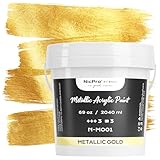 Nicpro Metallic Gold Acrylic Paint, 69oz/2040ml Large Gold Leaf Paint, Non Toxic, Non Fading Craft Paints for Metal, Wood, Clay, Fabric, Canvas, Furniture, Handcrafts, Art Supplies
